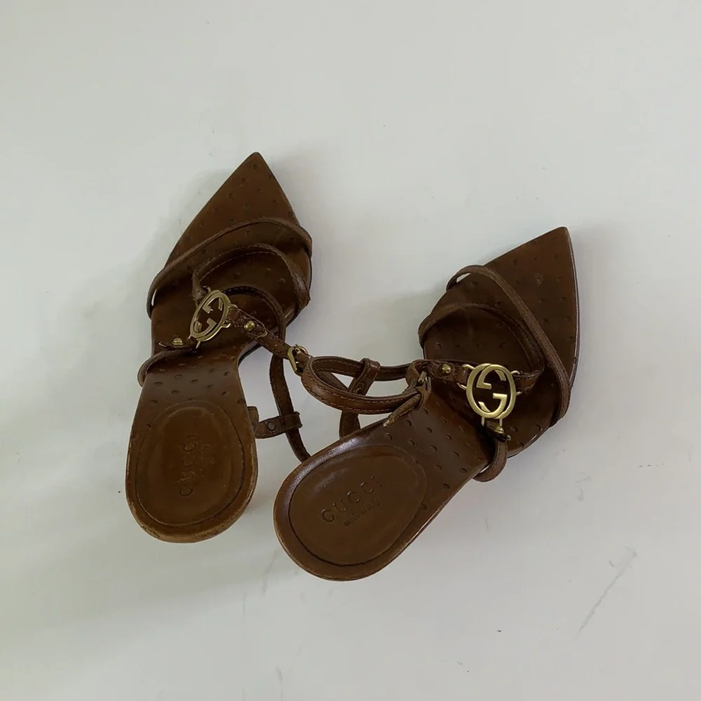 Gucci Brown Strappy Sandals - Picture 5 of 7